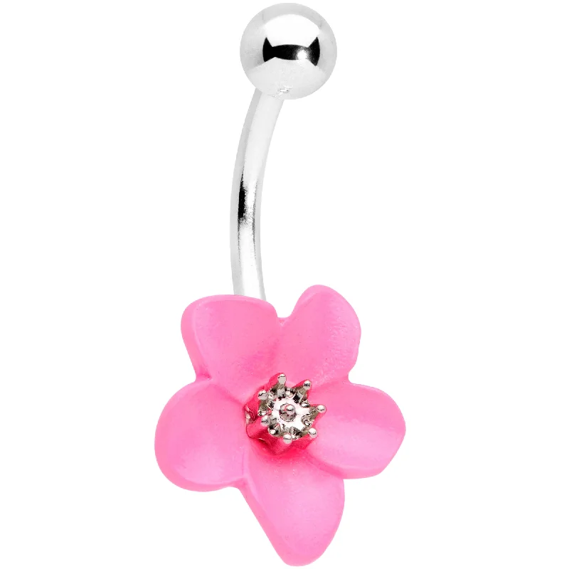 Beautiful Belly Rings with Stunning Accents -Spring Blossom Pretty Pink Flower Belly Ring