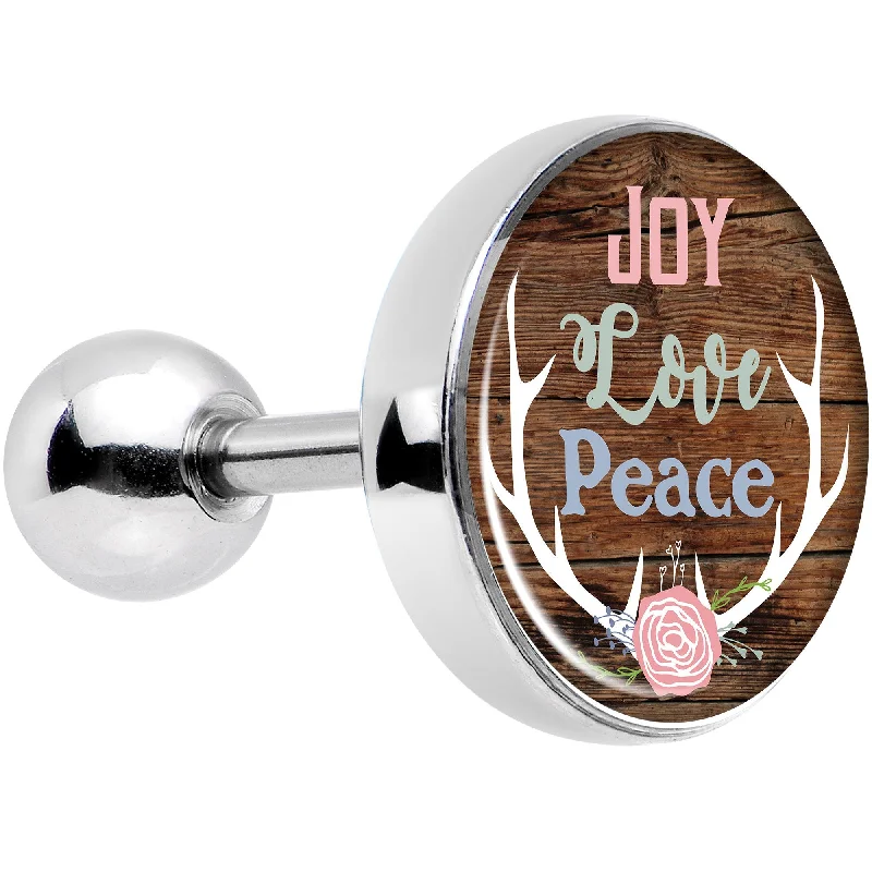 Women's Earrings – Elegant Designs for Every Personality--16 Gauge 1/4 Joy Love Peace Antlers Tragus Cartilage Earring