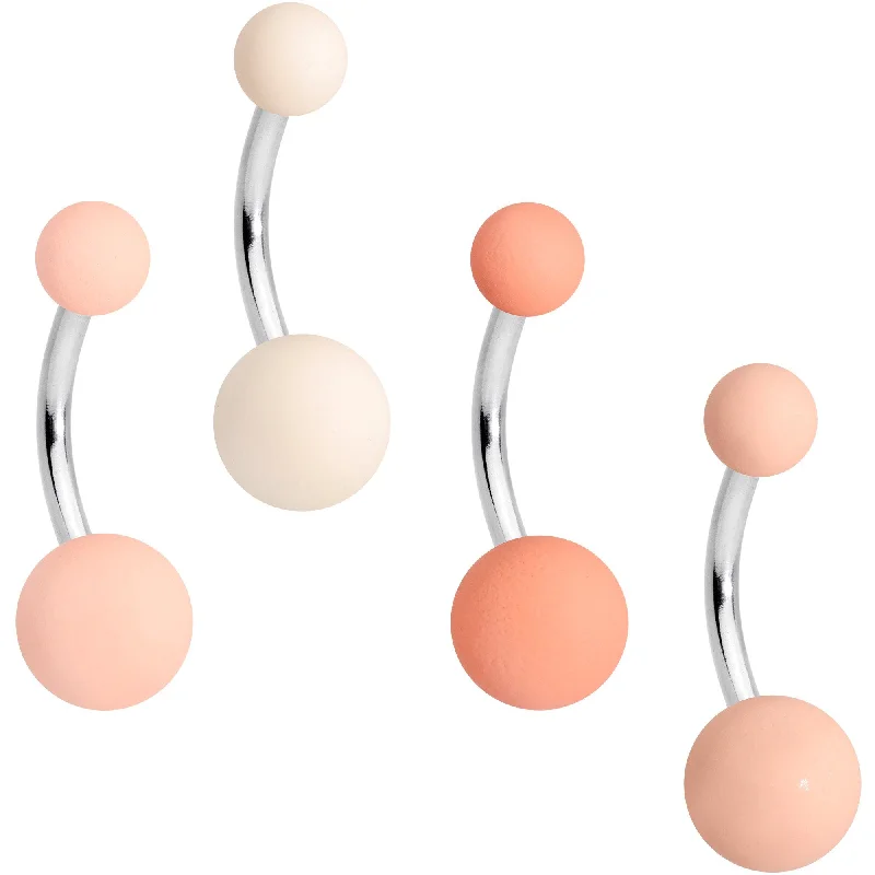 Simple Belly Rings for a Clean Look -Matte Peaches and Cream Belly Ring Set of 4