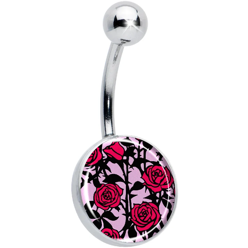 Comfortable Belly Rings with Adjustable Fit -Blossom Creation Floral Love of Roses Belly Ring