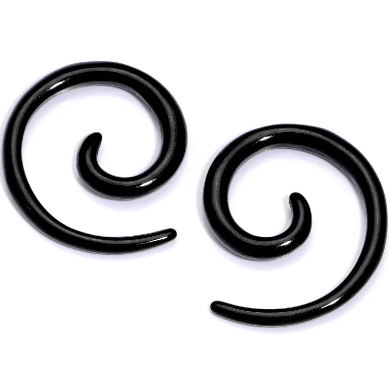 Women's Earrings – Elegant Designs for Every Personality--Black Anodized Titanium Micro Spiral Taper Set 12 Gauge to 6 Gauge
