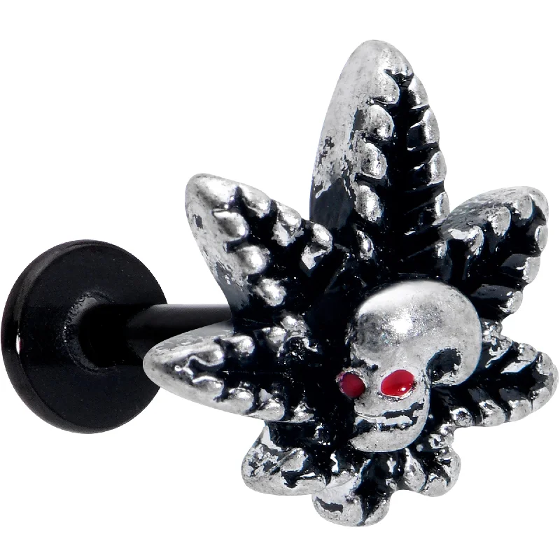Silver Lip Rings for Classic Fashion16 Gauge 5/16 Red Gem Black Pot Leaf Skull Labret Monroe Tragus
