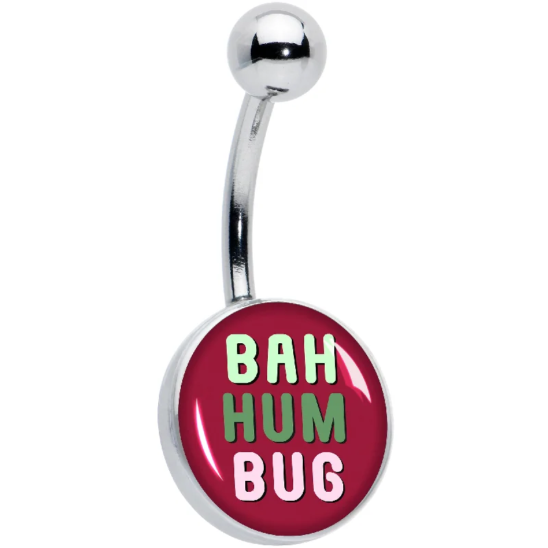 Belly Rings with Stone Accents for Elegant Style -Bah Humbug Holiday Grouch Belly Ring