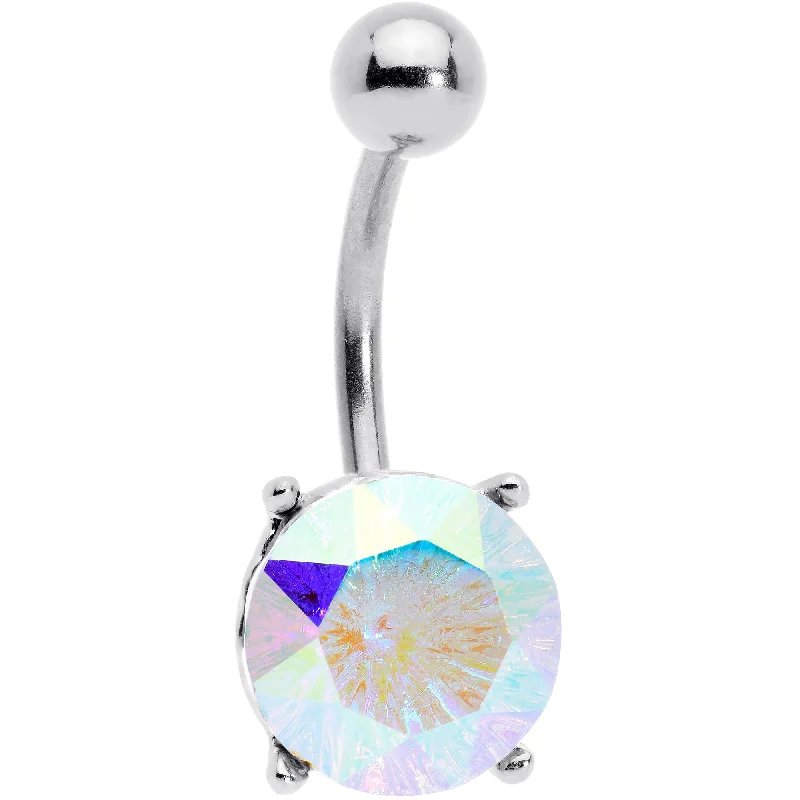 Designer Belly Rings for Bold Fashion -Clear Gem Simply Elegant Style Belly Ring