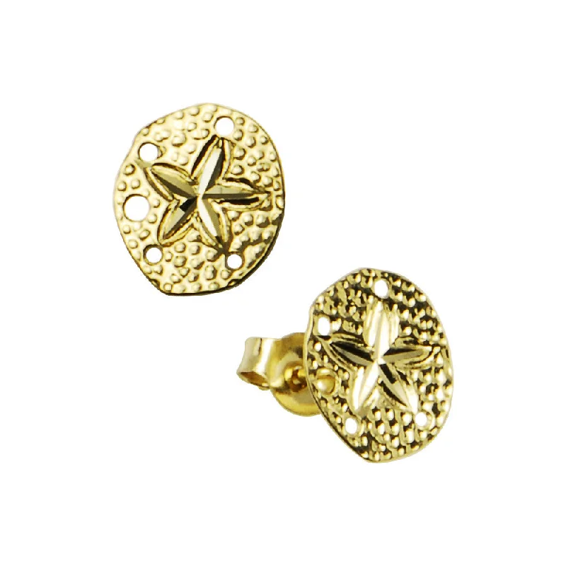 Women's Earrings – Elegant Designs for Every Personality--14kt Yellow Gold Sand Dollar Stud Earrings