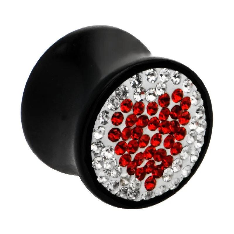Women's Earrings – Elegant Designs for Every Personality--5/8 Crystal Red Heart Saddle Plug