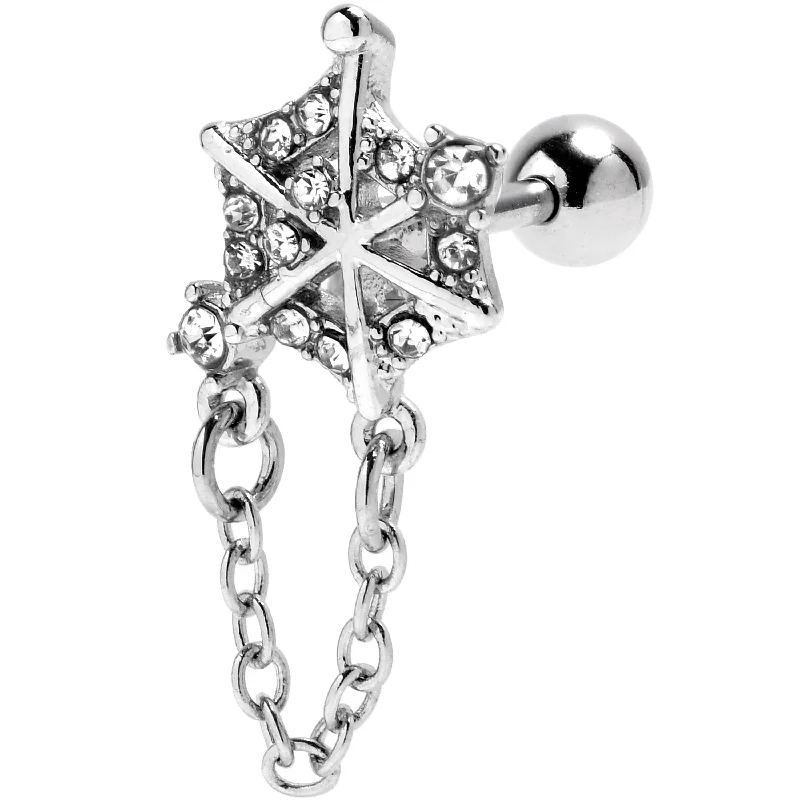 Women's Earrings – Elegant Designs for Every Personality--16 Gauge 1/4 Clear Gem Spiderweb Chain Dangle Cartilage Tragus Earring Women's Earrings – Elegant Designs for Every Personality--16 Gauge 1/4 Clear Gem Spiderweb Chain Dangle Cartilage Tragus Earring