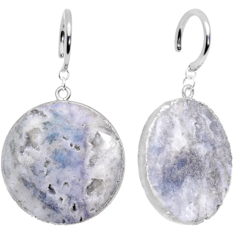 Women's Earrings – Elegant Designs for Every Personality--Handcrafted Steel Snowkissed White Natural Druzy Quartz Ear Weights Women's Earrings – Elegant Designs for Every Personality--Handcrafted Steel Snowkissed White Natural Druzy Quartz Ear Weights