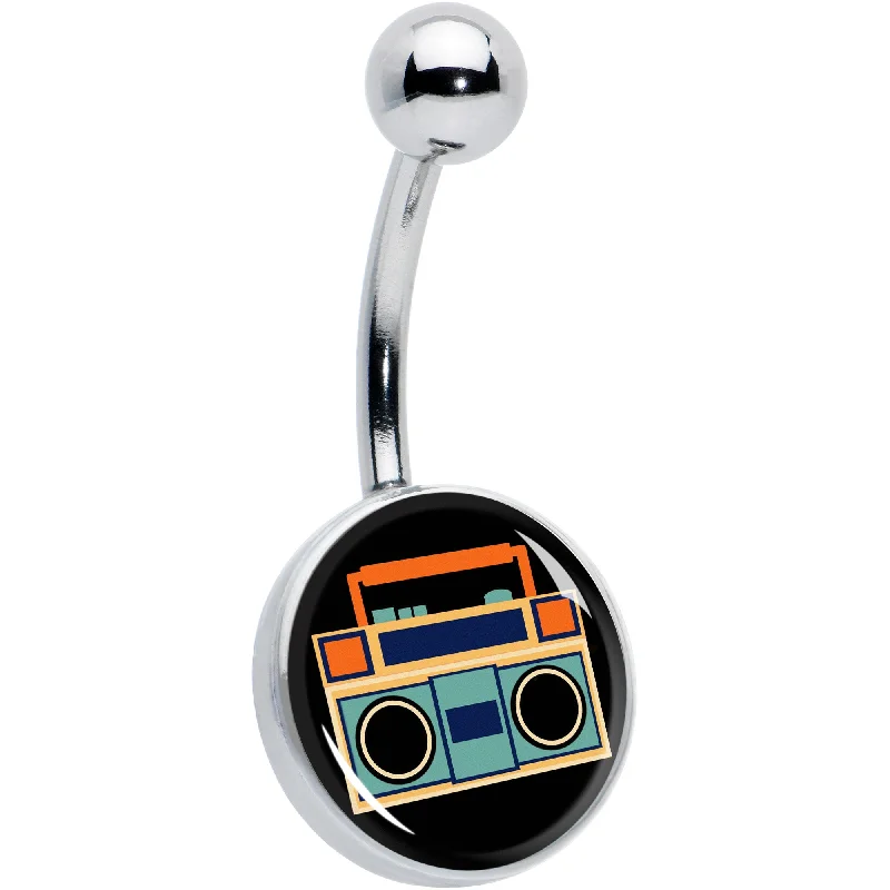 Comfortable Belly Rings with Vibrant Colors -Retro Boombox Belly Ring