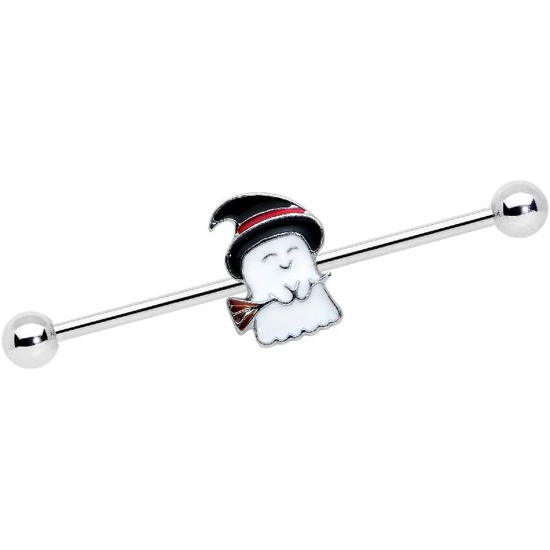 Women's Earrings – Elegant Designs for Every Personality--14 Gauge Witch Hat Ghost Halloween Industrial Barbell 40mm