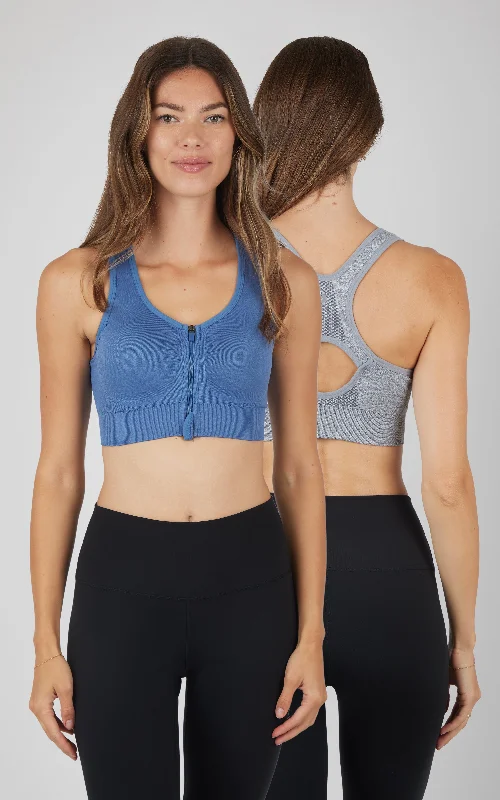 Yoga Bar with Banana and Chia Seeds -2 Pack Full Zip Seamless Bra