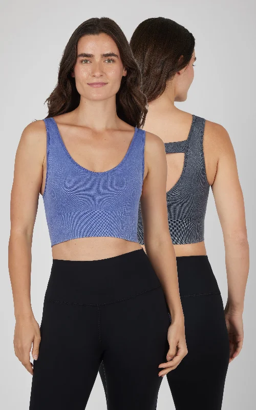 Yoga Bar with Organic Peanut Butter -2 Pack Stone Wash Bianca V-Neck Cropped Bra Tank
