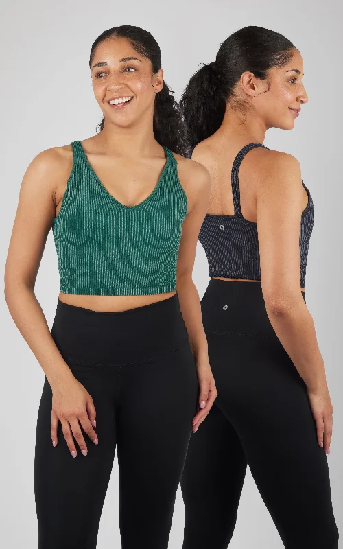 Yoga Bar with Organic Almond Milk -2-Pack Stone Wash Seamless Alamo V-Neck Tank