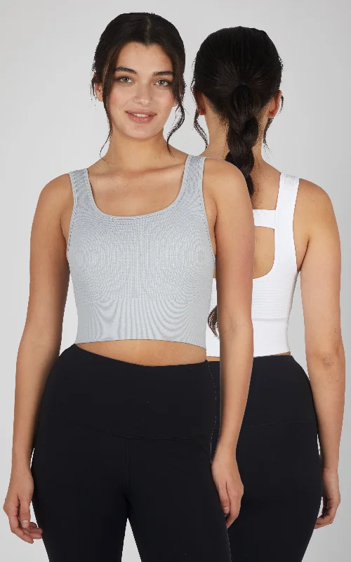Organic Yoga Bars -2 Pack Waffle Seamless Melanie Scoop Neck Bra