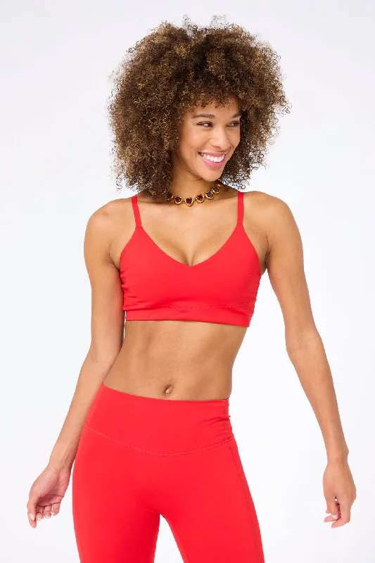 Yoga Bar with Almond Butter -Action Bralette in Hot Red