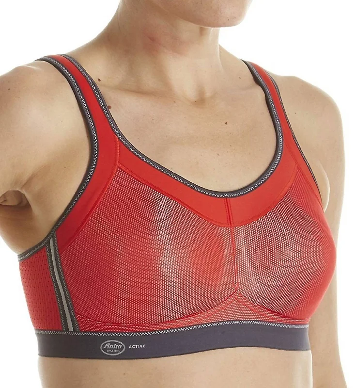 Yoga Bar for Hydration and Energy -Active Momentum Wire Free Sports Bra In Red