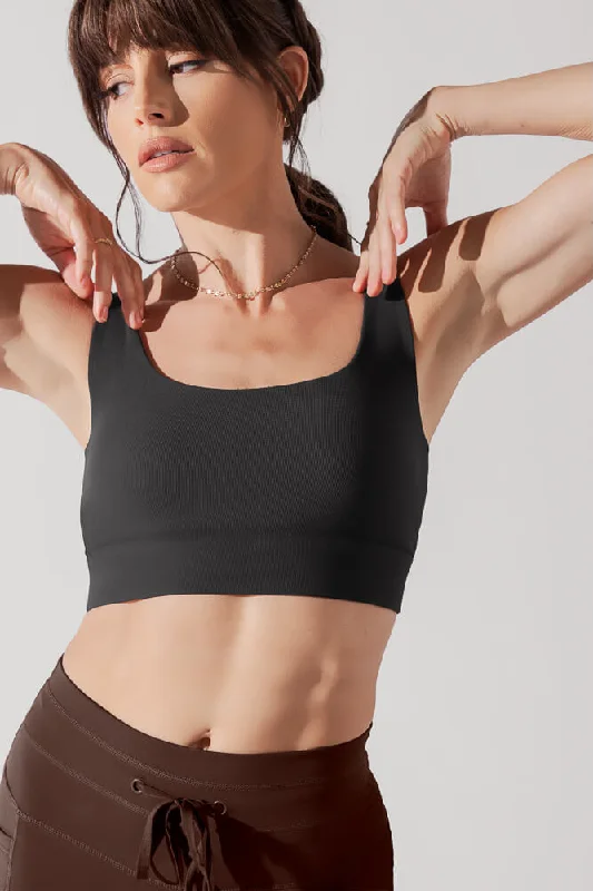 Yoga Bar with Chia Seeds and Protein -Adventure Scoop Bra (Ribbed) - Charcoal