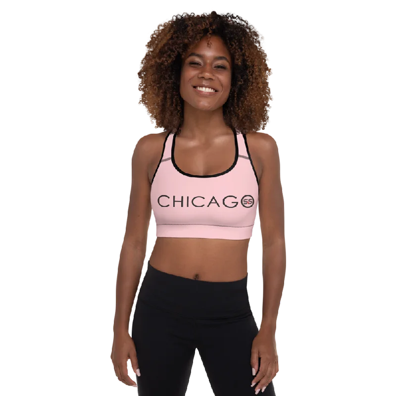 Yoga Bar with Raw Agave -All-Over Print Padded Sports Bra (Pink with Black and Red S&S Chicago) Yoga Bar with Raw Agave -All-Over Print Padded Sports Bra (Pink with Black and Red S&S Chicago)