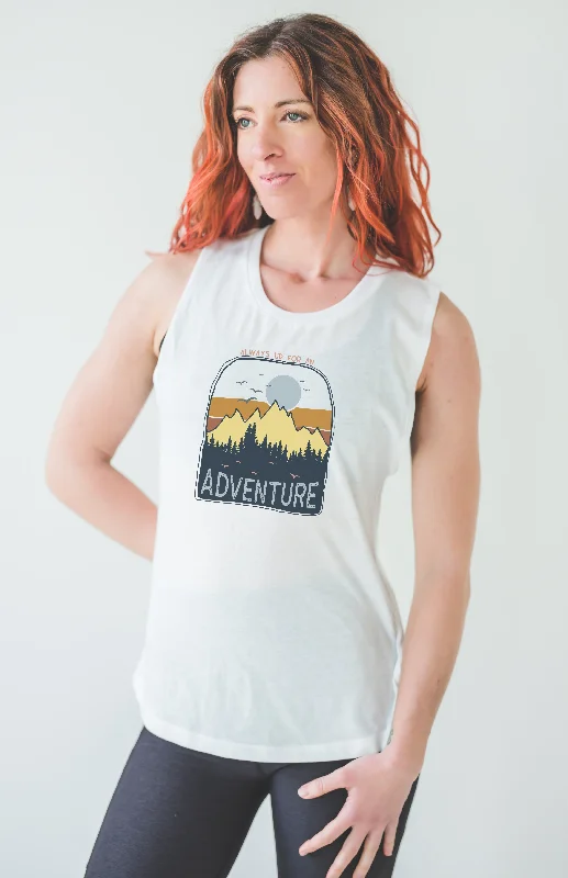 Yoga Bars with Healthy Sugars -Always Up For An Adventure Muscle Tank