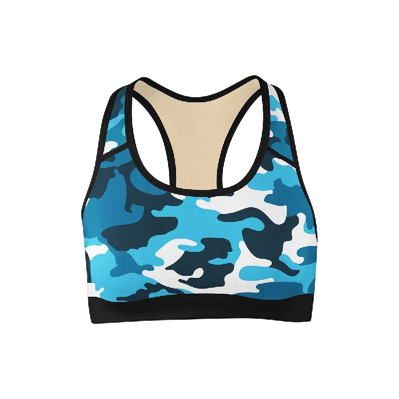 Yoga Bar with Beets and Ginger -Aqua Camo Sports Bra
