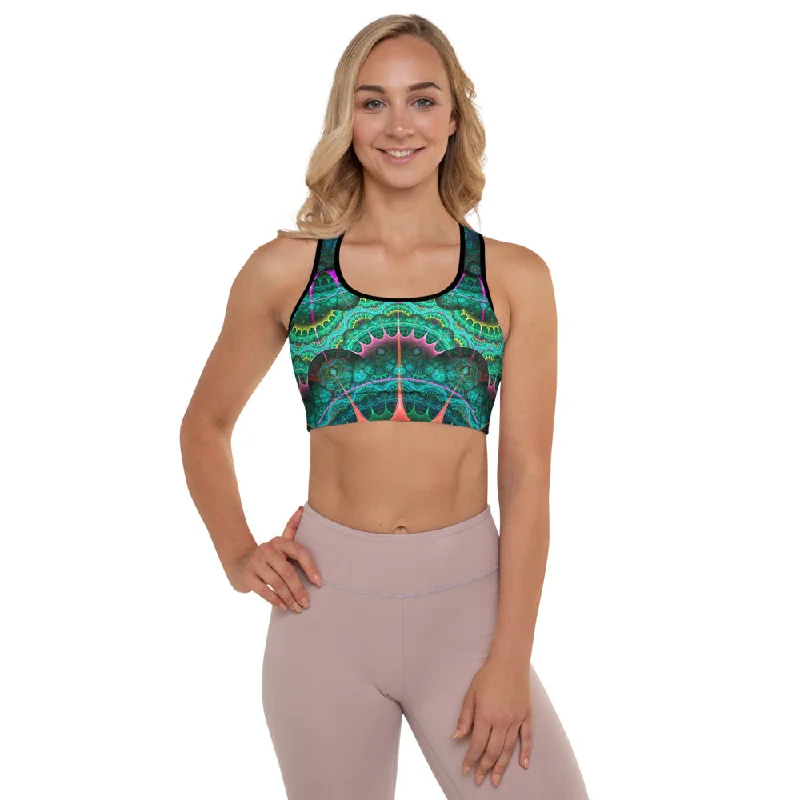 Yoga Bar with Moringa for Superfoods -Astrolabe padded sports bra aquamarine