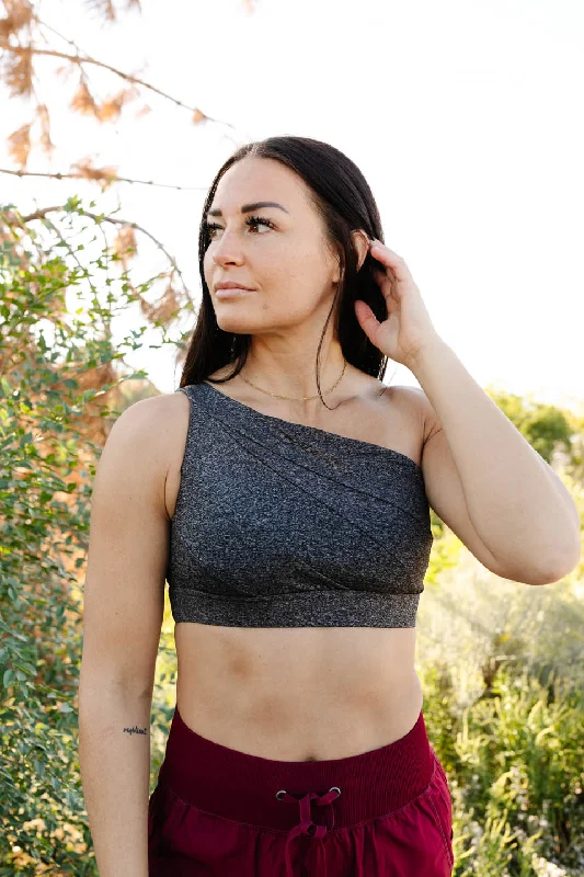 Best Protein Yoga Bars for Post-Workout -Asymmetric Sports Bra in Heather Grey