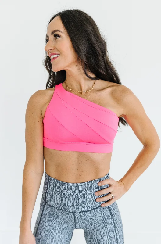 Yoga Bar with Fresh Lemon -Asymmetric Sports Bra in Pink
