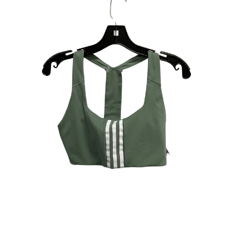 Yoga Bar with Strawberries -Athletic Bra By Adidas In Green & White, Size: L