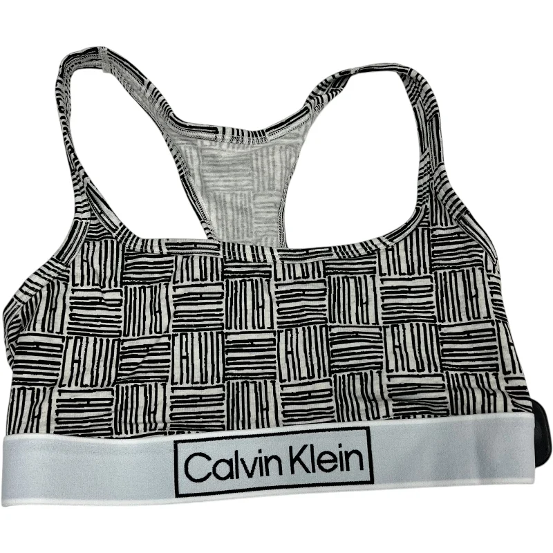 Yoga Bar with Cinnamon and Coconut -Athletic Bra By Calvin Klein In Black & White, Size: S