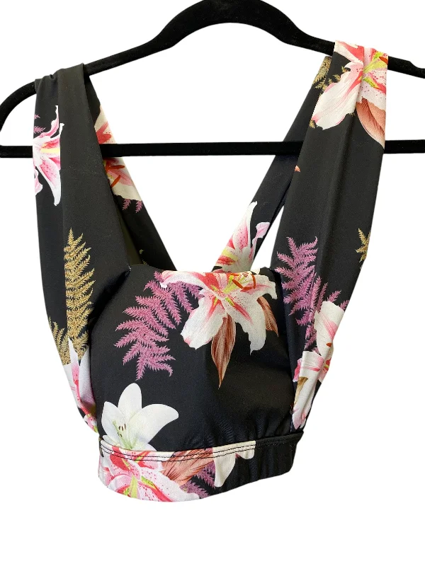 Yoga Bar with Coconut Flour -Athletic Bra By Cmc In Floral Print, Size: M