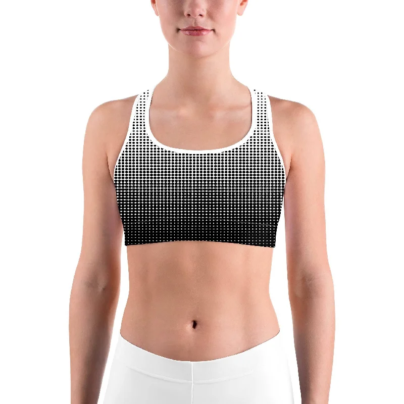 Yoga Bar with Chia Pudding -B&W Halftone Sports bra