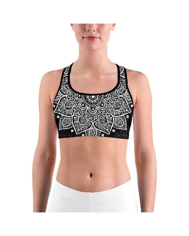 Yoga Bar for Weight Loss and Muscle Gain -B&W Mandala Sports bra