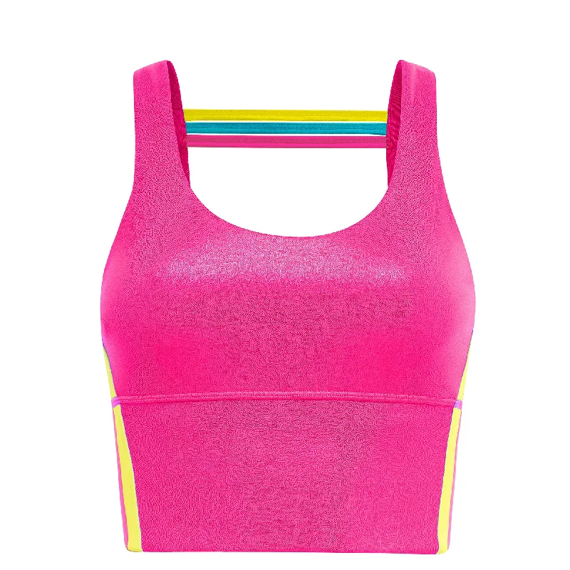 Yoga Bar for Protein and Prebiotic Fiber -Barbara Girl Long Sports Bra - Pink