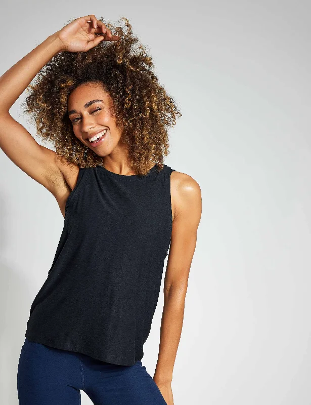 Yoga Bar for Improved Wellness -Featherweight Rebalance Tank - Darkest Night