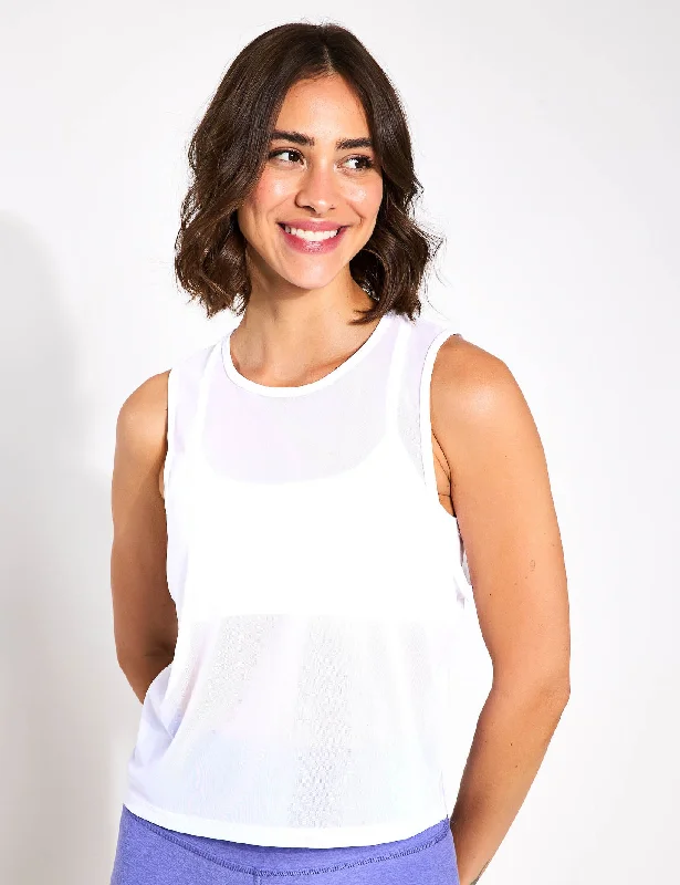 Healthy Yoga Bar with Real Ingredients -Show Off Mesh Tank - White