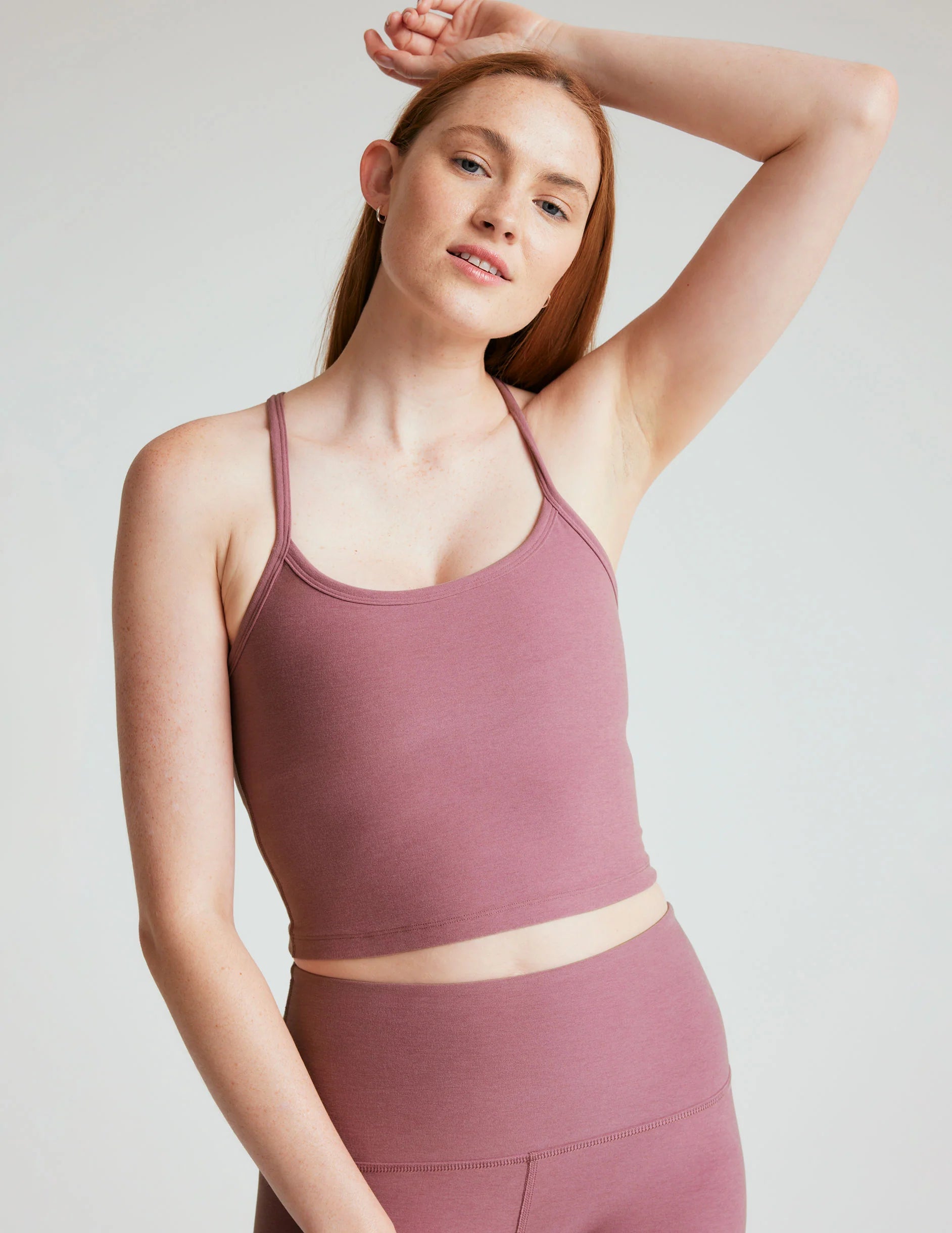 Yoga Bar with Apple Cider and Lemon -Beyond Yoga Slim Racerback Cropped Tank - Orchid Blossom Heather