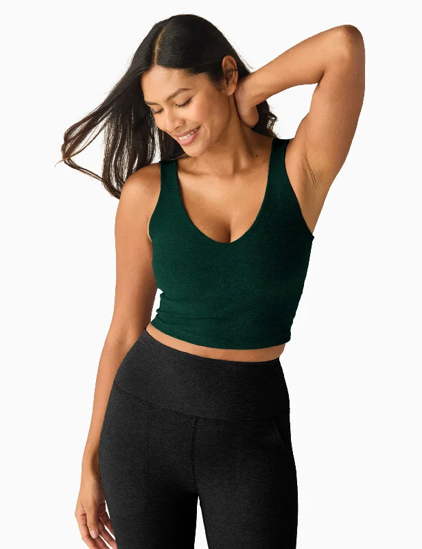 Yoga Bars for Athletes -Spacedye Good Day Cropped Tank - Dark Spruce Green Heather
