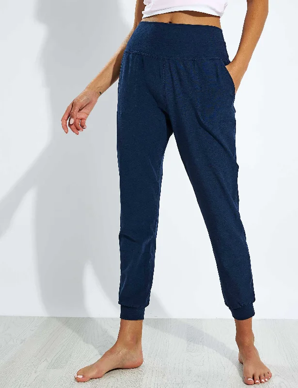 High-Fiber Yoga Bars for Gut Health -Spacedye Midi Jogger - Nocturnal Navy