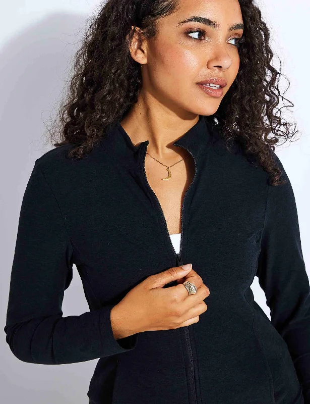Yoga Bar with Natural Citrus Flavor -Spacedye On The Go Mock Neck Jacket - Darkest Night Yoga Bar with Natural Citrus Flavor -Spacedye On The Go Mock Neck Jacket - Darkest Night