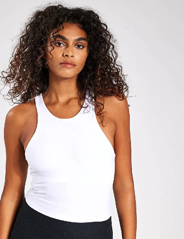 Yoga Bar for Stress Relief and Relaxation -Spacedye Refocus Cropped Tank - Cloud White Yoga Bar for Stress Relief and Relaxation -Spacedye Refocus Cropped Tank - Cloud White