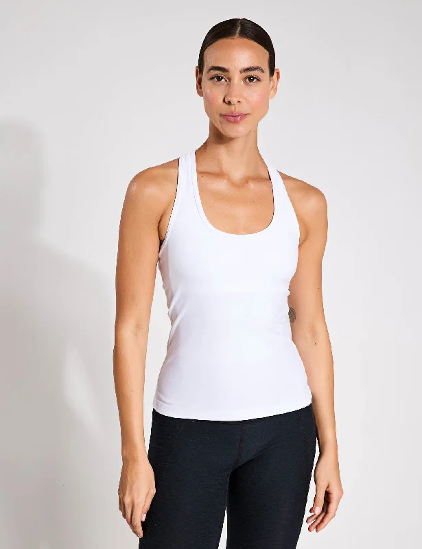 Yoga Bar with Hemp Protein for Recovery -Spacedye Step Up Racerback Tank - Cloud White Yoga Bar with Hemp Protein for Recovery -Spacedye Step Up Racerback Tank - Cloud White