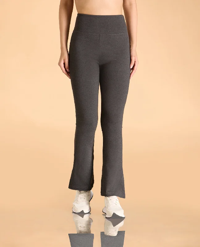 Yoga Bar with Superfood Greens -Women High Waist Cotton Side Slit Flared Pants