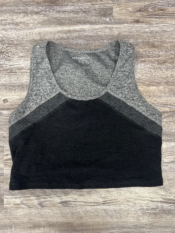 Yoga Bar with Protein, Fats, and Carbs -Black & Grey Athletic Bra Beyond Yoga, Size 1x
