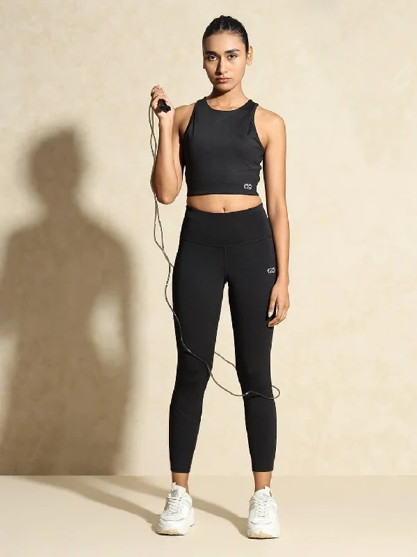 Yoga Bar with Apple and Cinnamon -Black Keyhole Back Crop Top with Clasp & 7/8 Leggings Yoga Bar with Apple and Cinnamon -Black Keyhole Back Crop Top with Clasp & 7/8 Leggings
