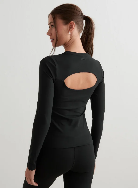 Yoga Bar with Dried Fruit -Black Sense Cutout Back Long Sleeve