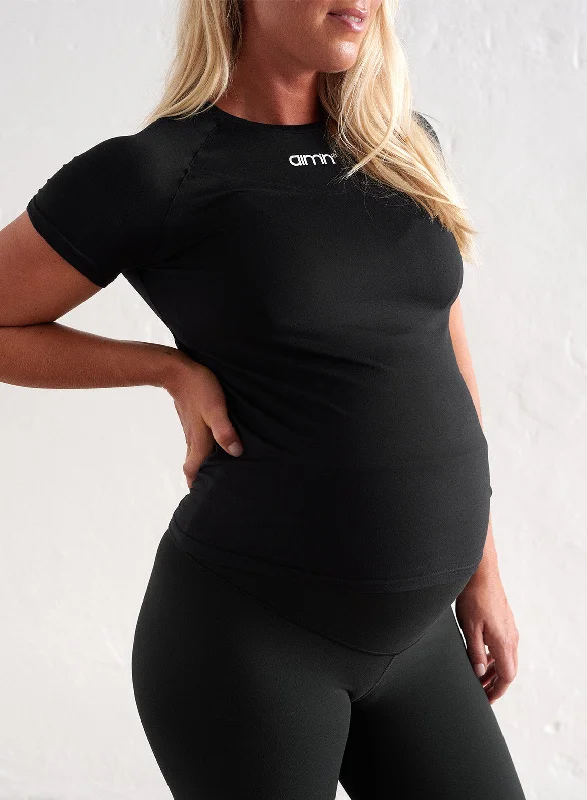 Yoga Bar with Honey and Almonds -Black Soft Basic Maternity Short Sleeve