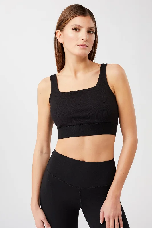 Yoga Bar with Antioxidants for Better Recovery -Ribbed Bra (Black), GOTS