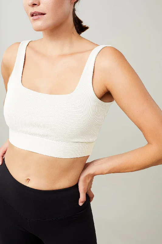 Yoga Bar for Protein and Nutrient Boost -Ribbed Bra (White), GOTS