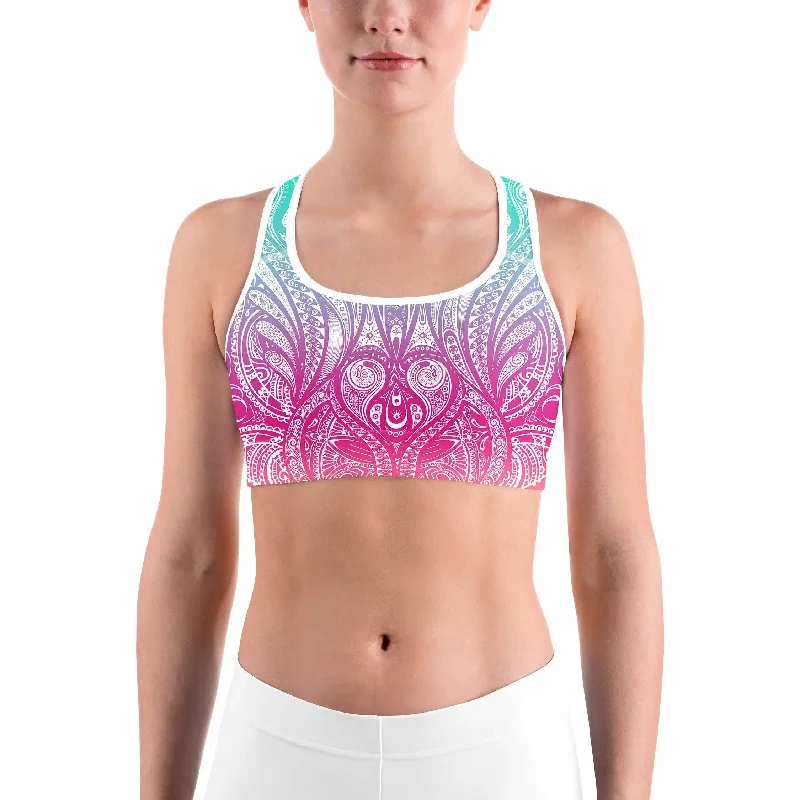 Yoga Bars with Omega-3 -Bright Ornament Pattern Sports bra