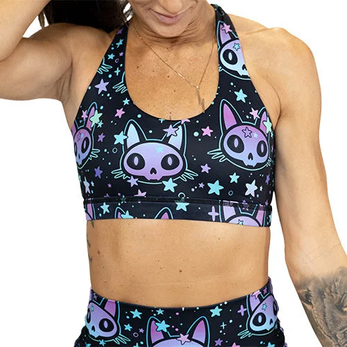 Yoga Bar for Pre-Workout Energy -Butterfly Back Bra | Cosmic Kitty